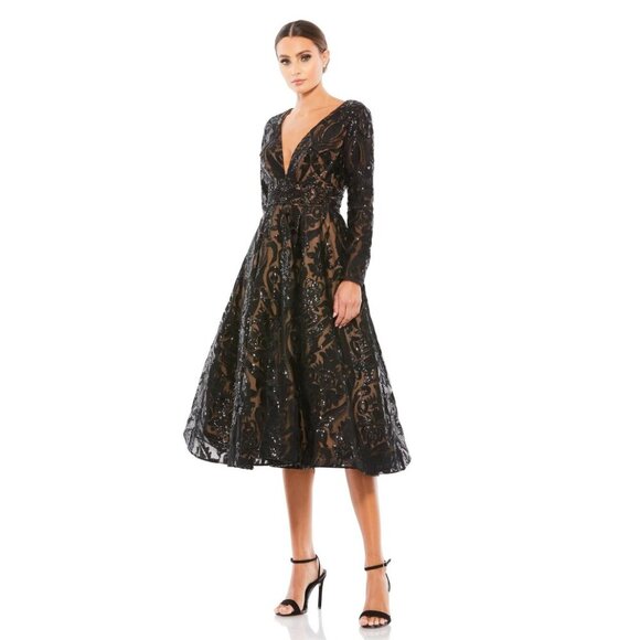 Mac Duggal Dresses & Skirts - NWT Mac Duggal Sequin Embellished A-Line Cocktail Dress Black Nude 0 #8488